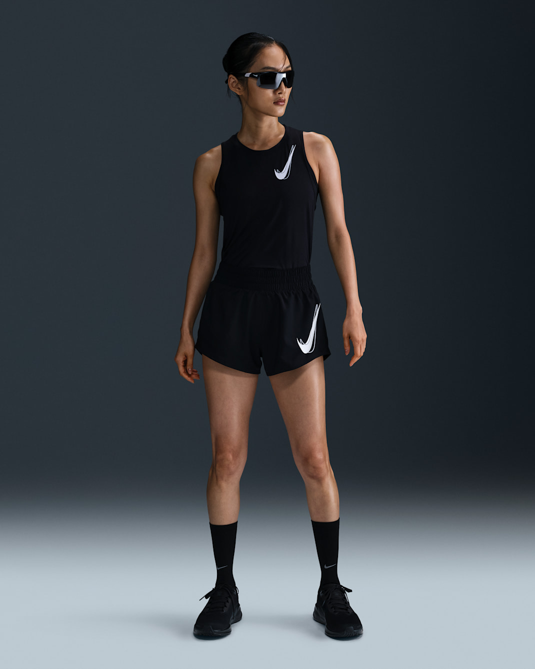 กางเกงวิ่งขาสั้นเอวปานกลางมีซับในผู้หญิง Dri-FIT Nike One - ดำ