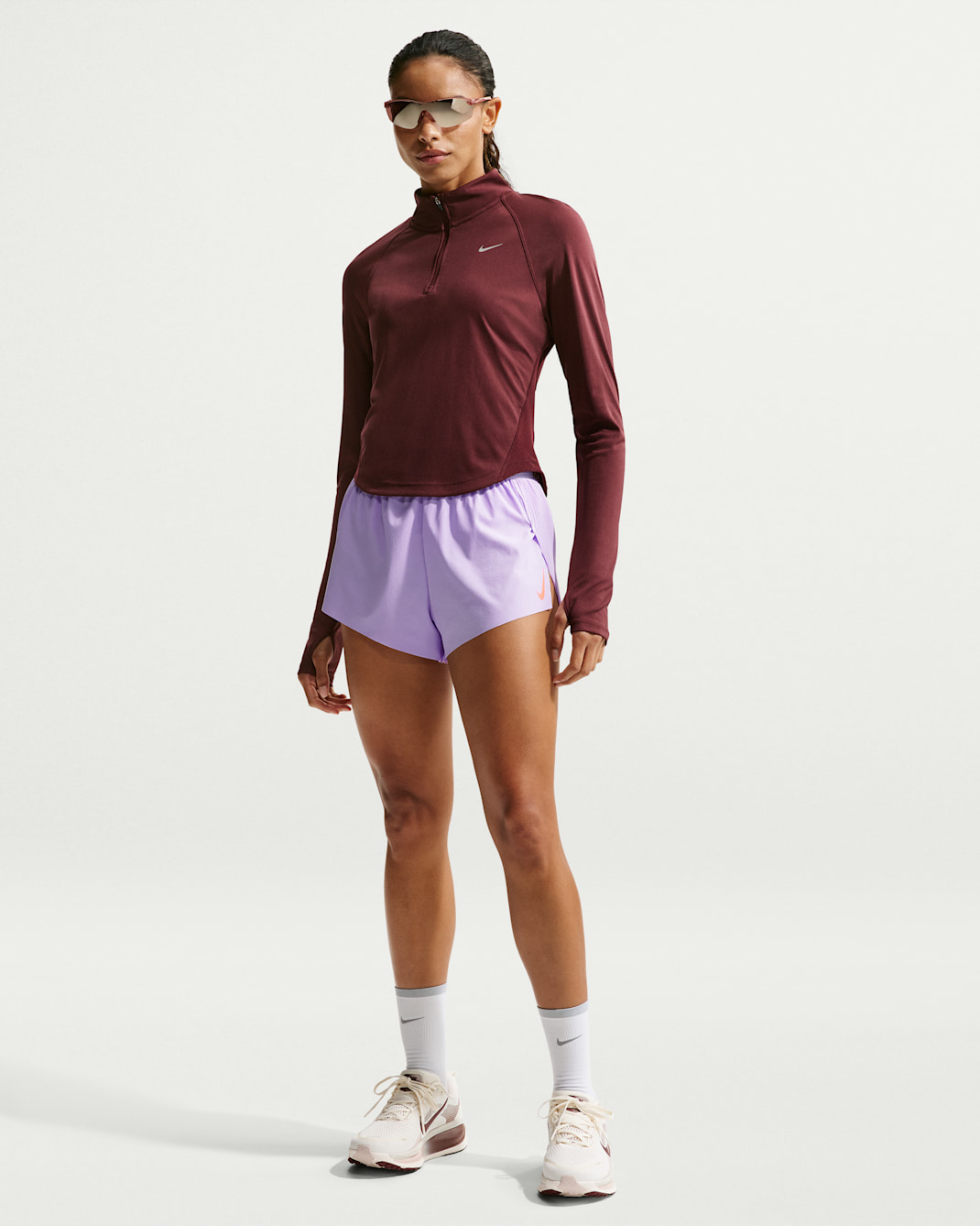 Nike AeroSwift Women's Dri-FIT ADV Mid-Rise 3" Brief-Lined Running Shorts - Violet Mist/Black/White/Hot Lava