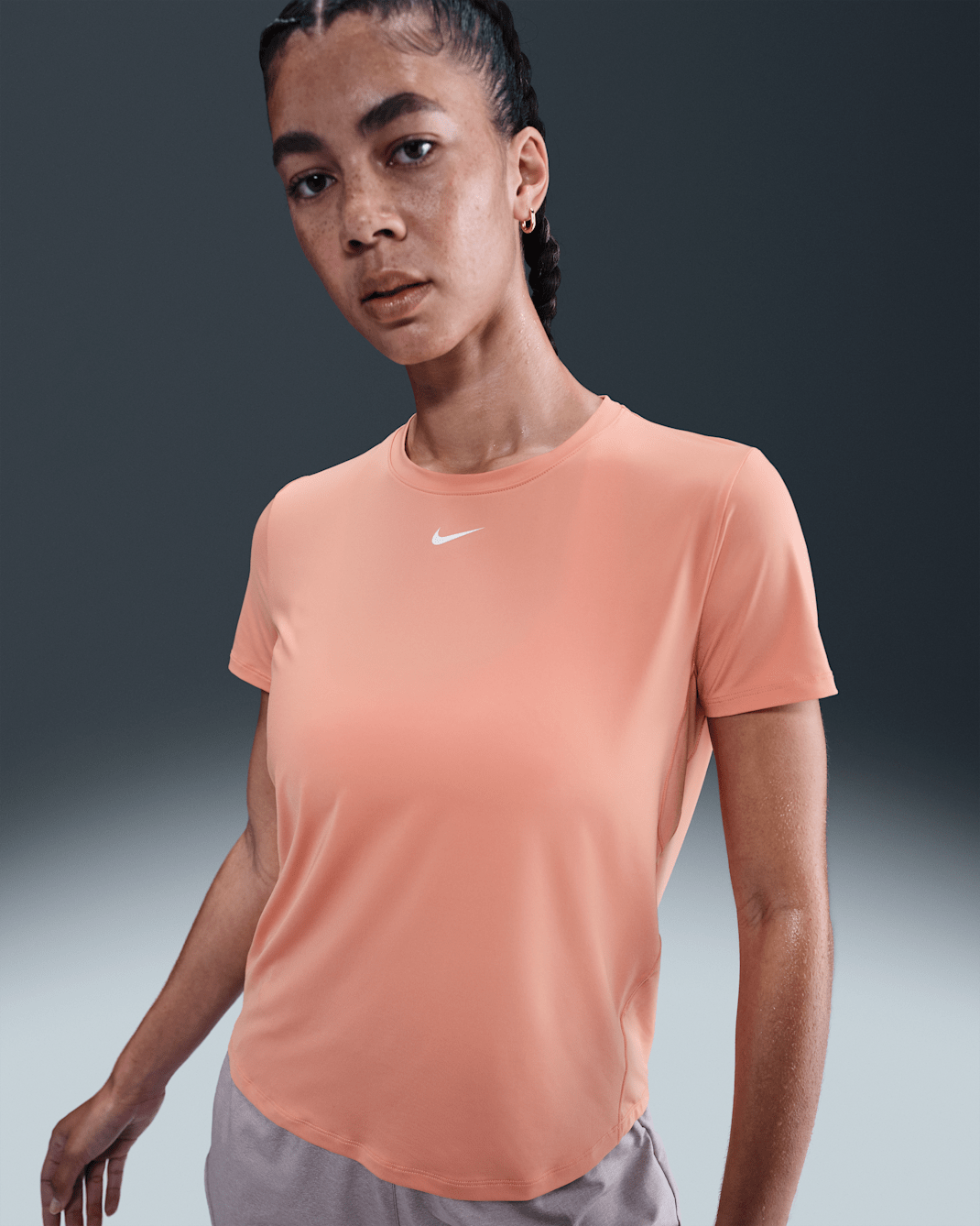 Nike One Classic Women's Dri-FIT Short-Sleeve Top - Apricot Agate/White