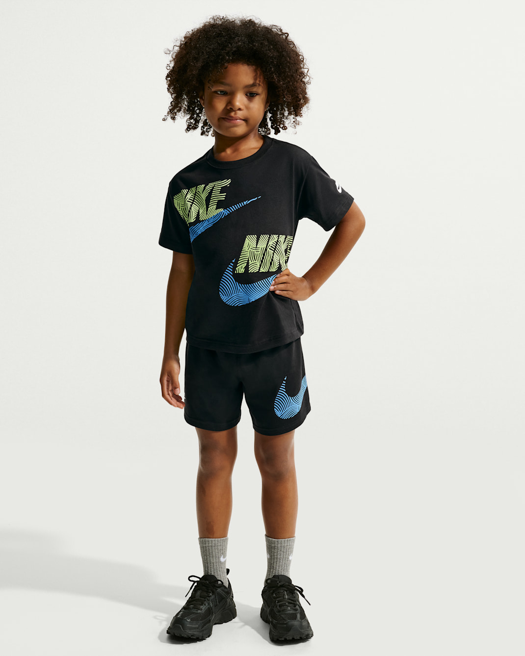 Nike Sportswear In The Zone Little Kids' Relaxed Jersey 2-Piece Set - Black
