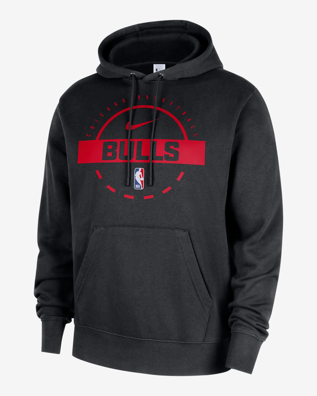 Chicago Bulls Club Men's Nike NBA Practice Pullover Hoodie - Black/University Red