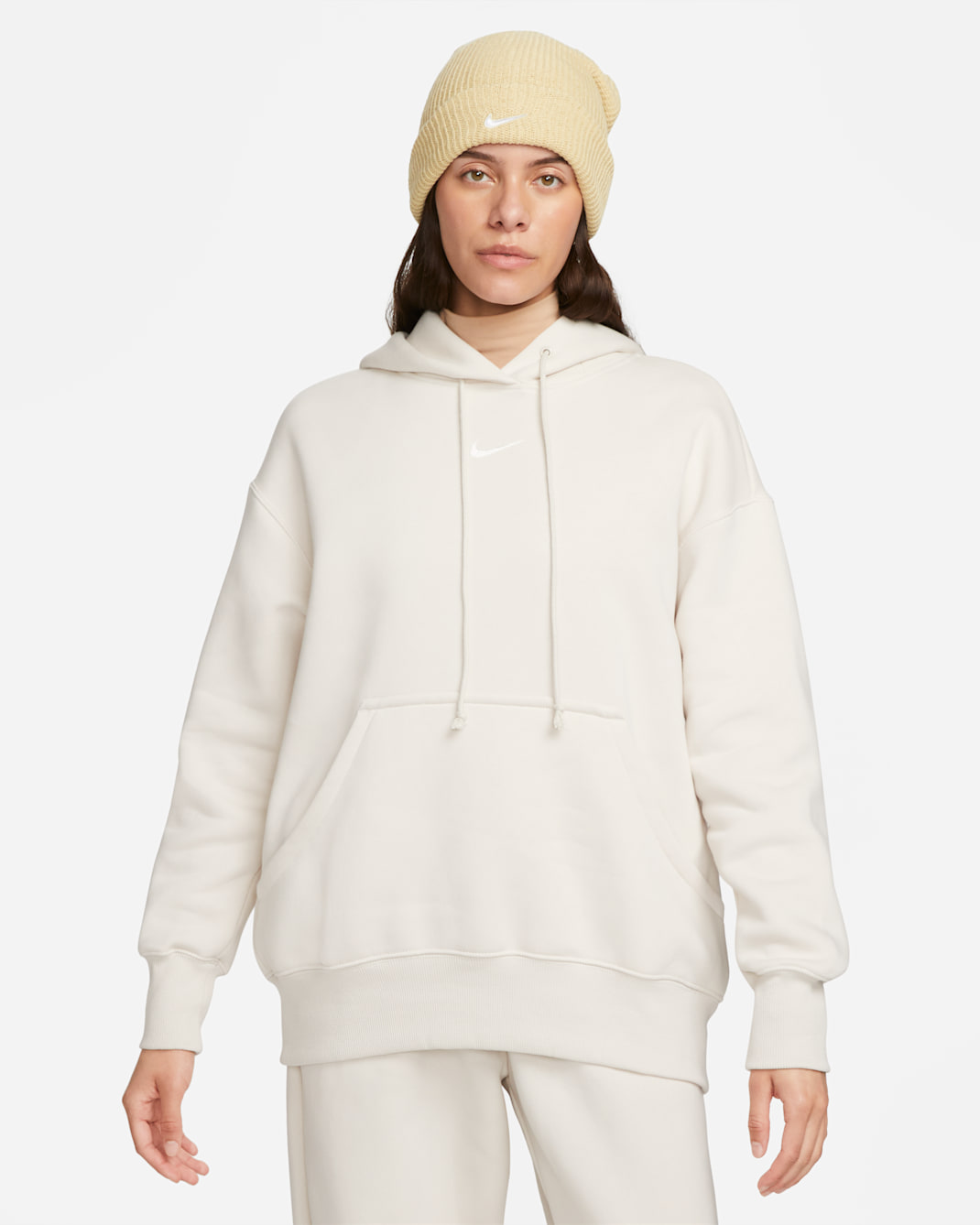 Felpa pullover oversize con cappuccio Nike Sportswear Phoenix Fleece – Donna - Light Orewood Brown/Sail