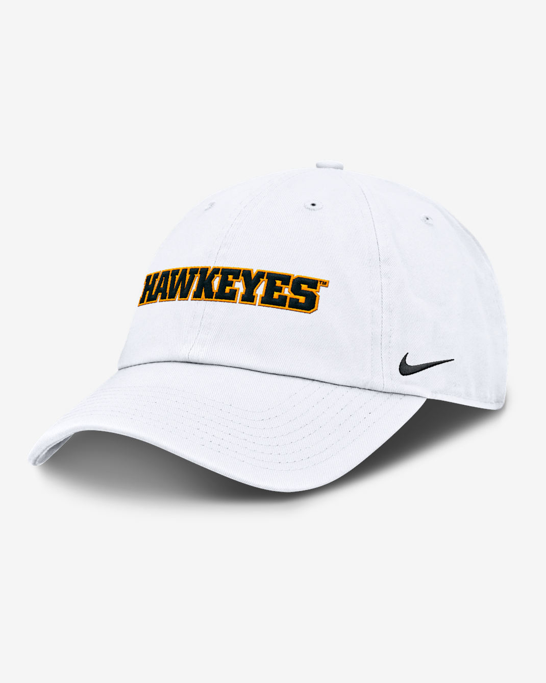Iowa Hawkeyes Core Club Mascot Wordmark Men's Nike College Adjustable Hat - White