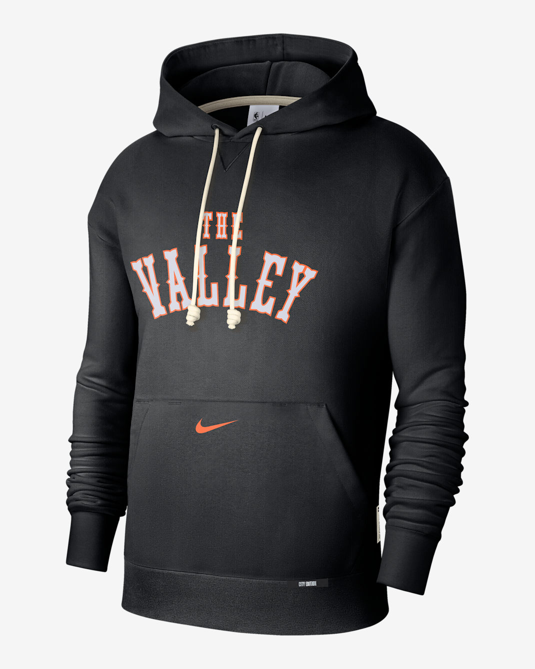 Sudadera con gorro Nike Dri-FIT de la NBA Courtside para hombre Phoenix Suns Standard Issue City Edition - Negro/Naranja brillante