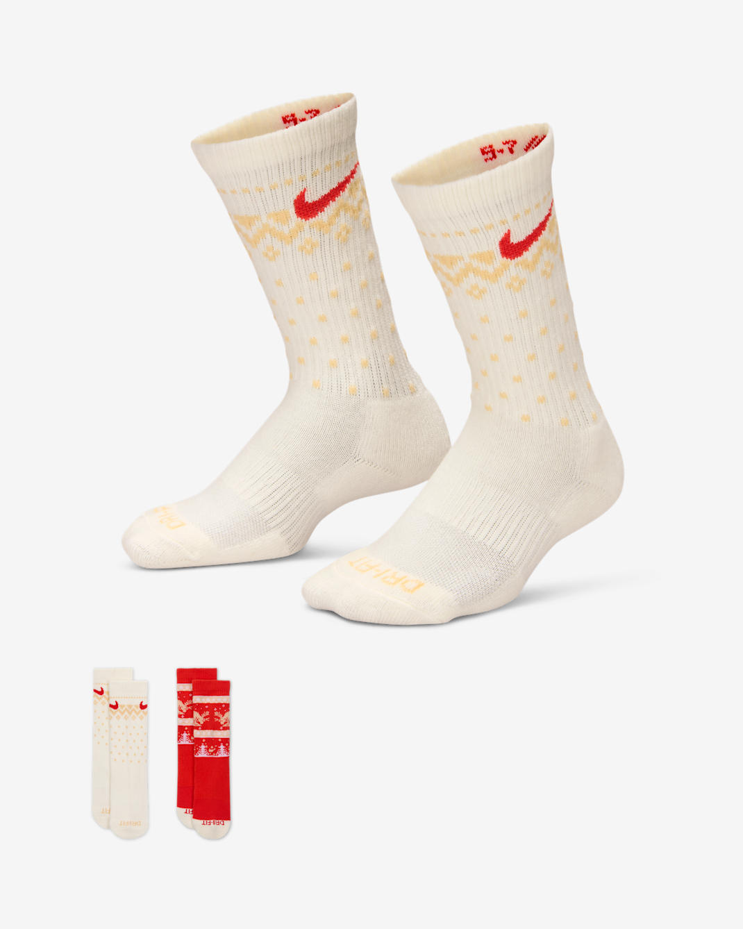 Calcetas Dri-FIT Fairisle para niños talla pequeña (2 pares) Nike - Rojo picante
