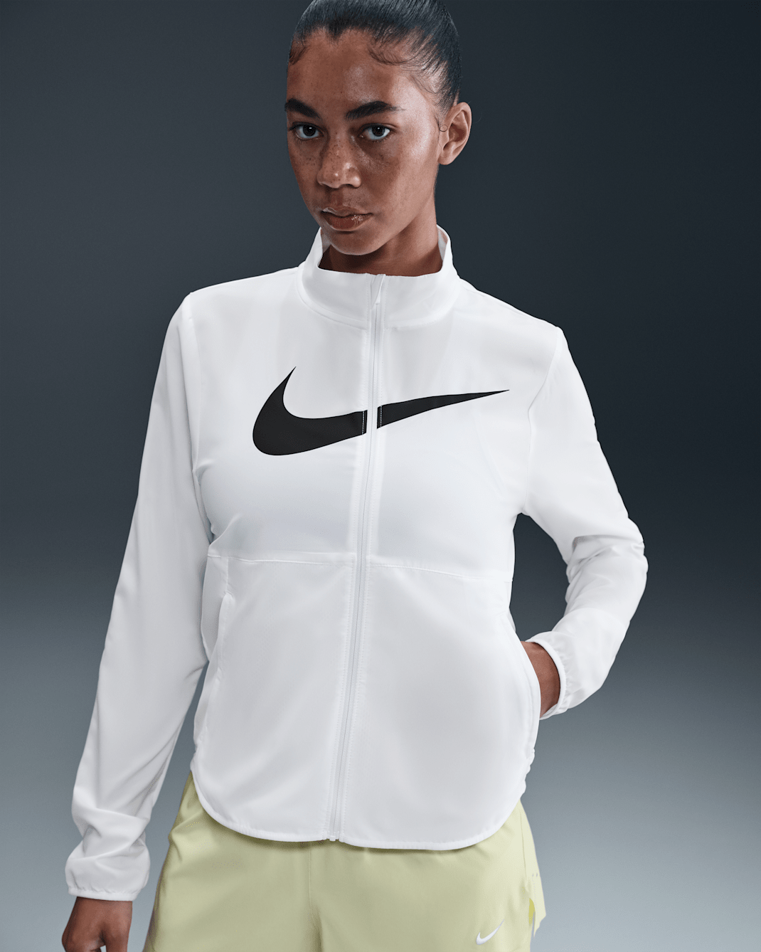 Nike Tempo Swoosh Run Women's Dri-FIT Running Jacket - White/Black