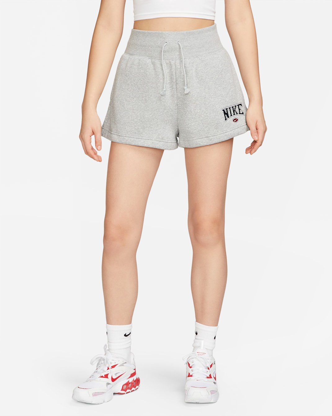 Nike Sportswear Phoenix Fleece Women's High-Waisted Shorts - Dark Grey Heather