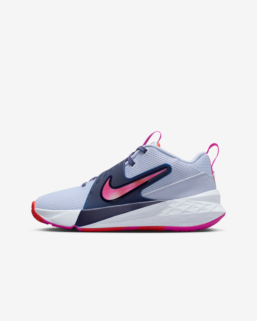 Nike Team Hustle D 12 Older Kids' Basketball Shoes - Ghost/Midnight Navy/Picante Red/Fire Pink