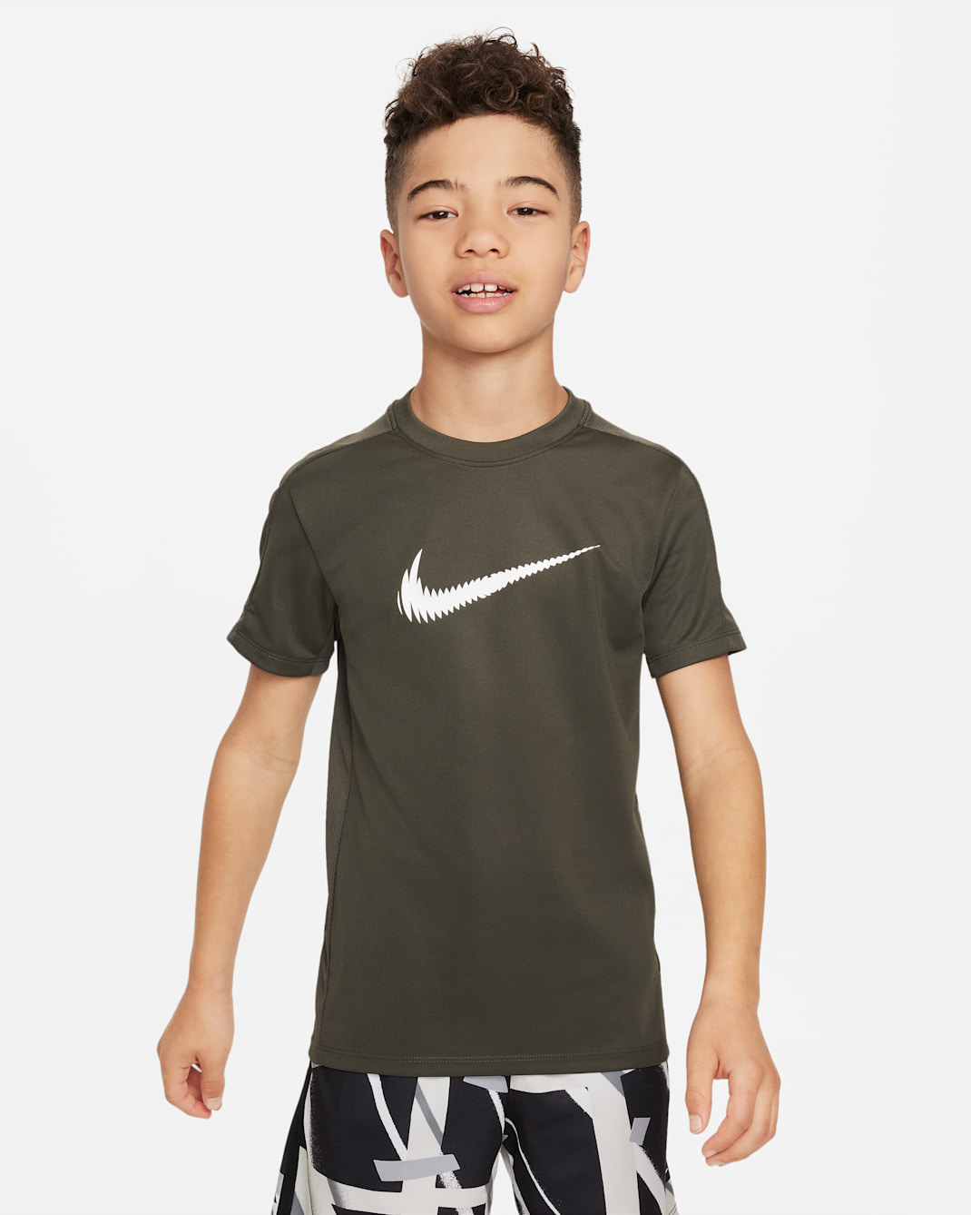 Nike Trophy23 大童 Dri-FIT 短袖上衣 - Cargo Khaki/白色