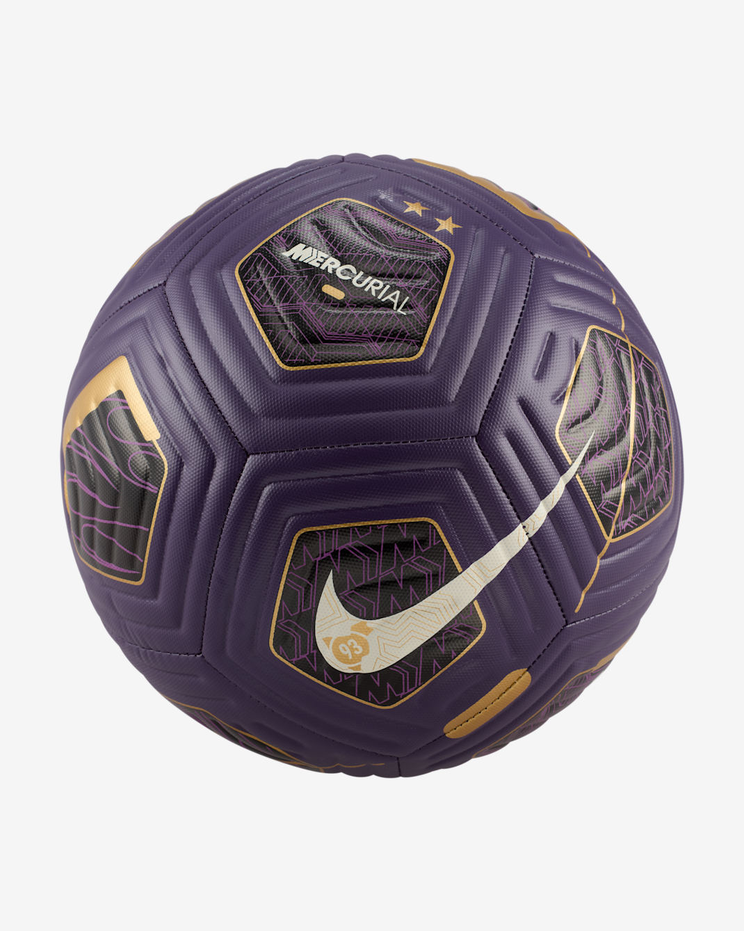 Kylian Mbappé Academy Nike Soccer Ball - Grand Purple/Black/Metallic Gold Coin/White