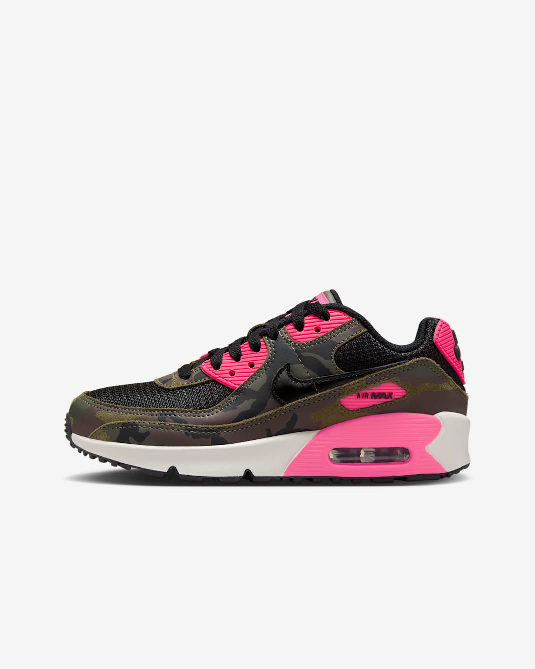 Tenis para niños grandes Nike Air Max 90 - Secuoya/Hiperrosa/Fantasma/Negro