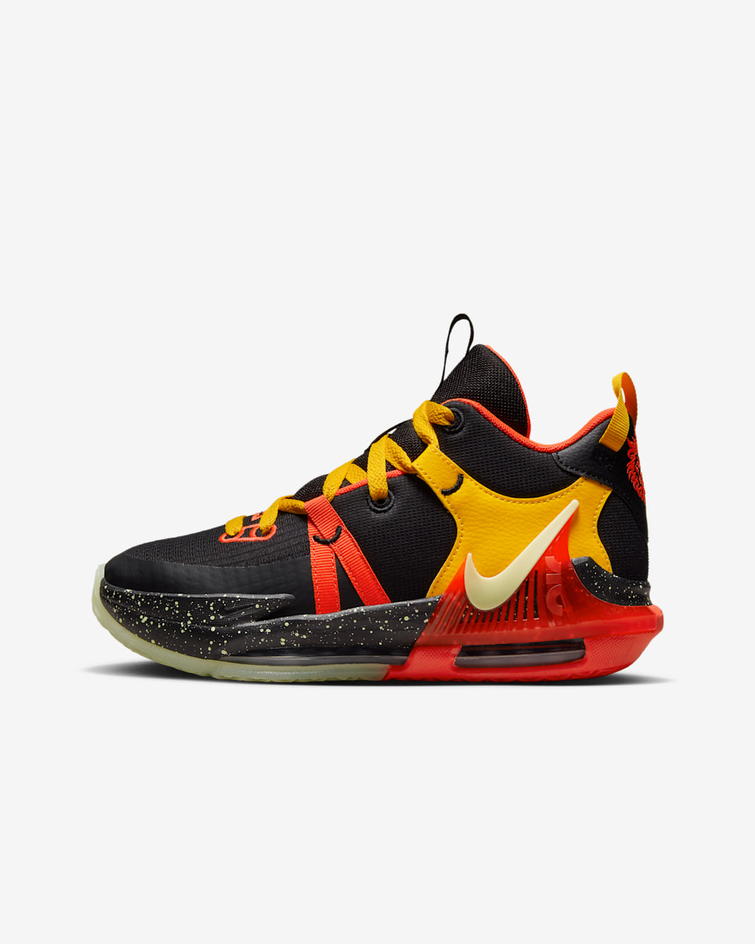 LeBron Witness 7 Big Kids' Basketball Shoes - Black/Bright Crimson/University Gold/Barely Volt