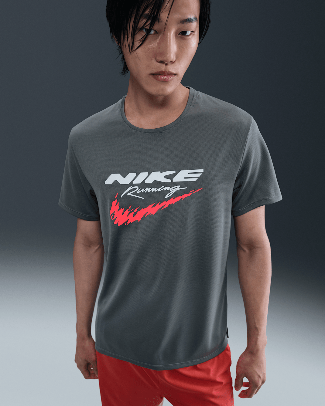 Nike Miler Men's Dri-FIT UV Running Top - Smoke Grey
