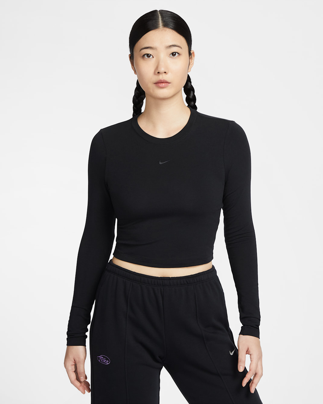 Nike Sportswear Chill Knit Women's Slim Long-Sleeve Cropped Top - Black/Black