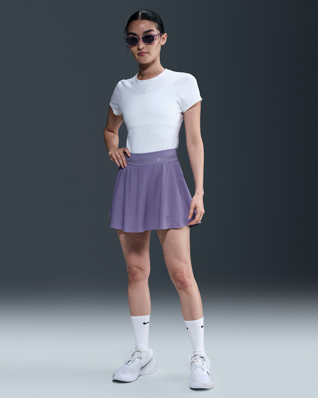 나이키코트 어드밴티지 여성 드라이 핏 숏 테니스 스커트 - 더스티 애미시스트/더스티 애미시스트