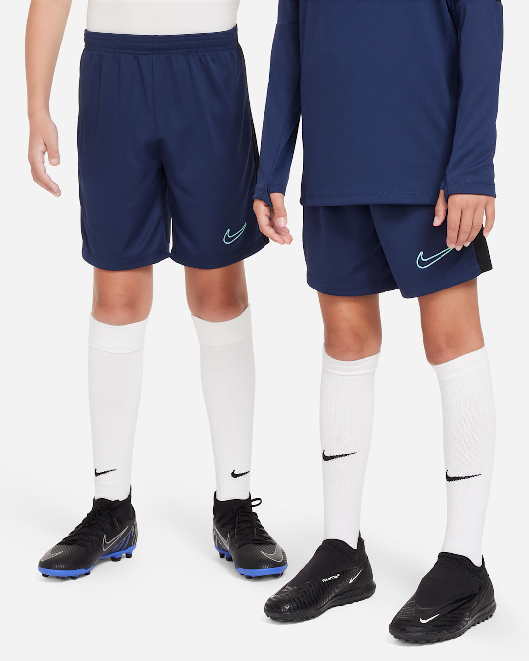 Nike Dri-FIT Academy Kids' Football Shorts - Midnight Navy/Black/Hyper Turquoise