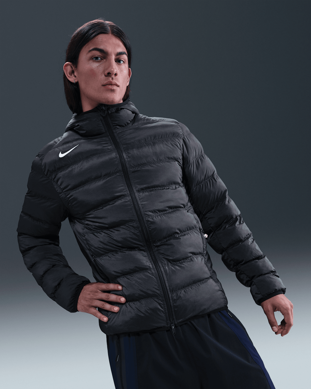 Fotbollspufferjacka Nike Total 90 Therma-FIT för män - Svart/Sail/Sail