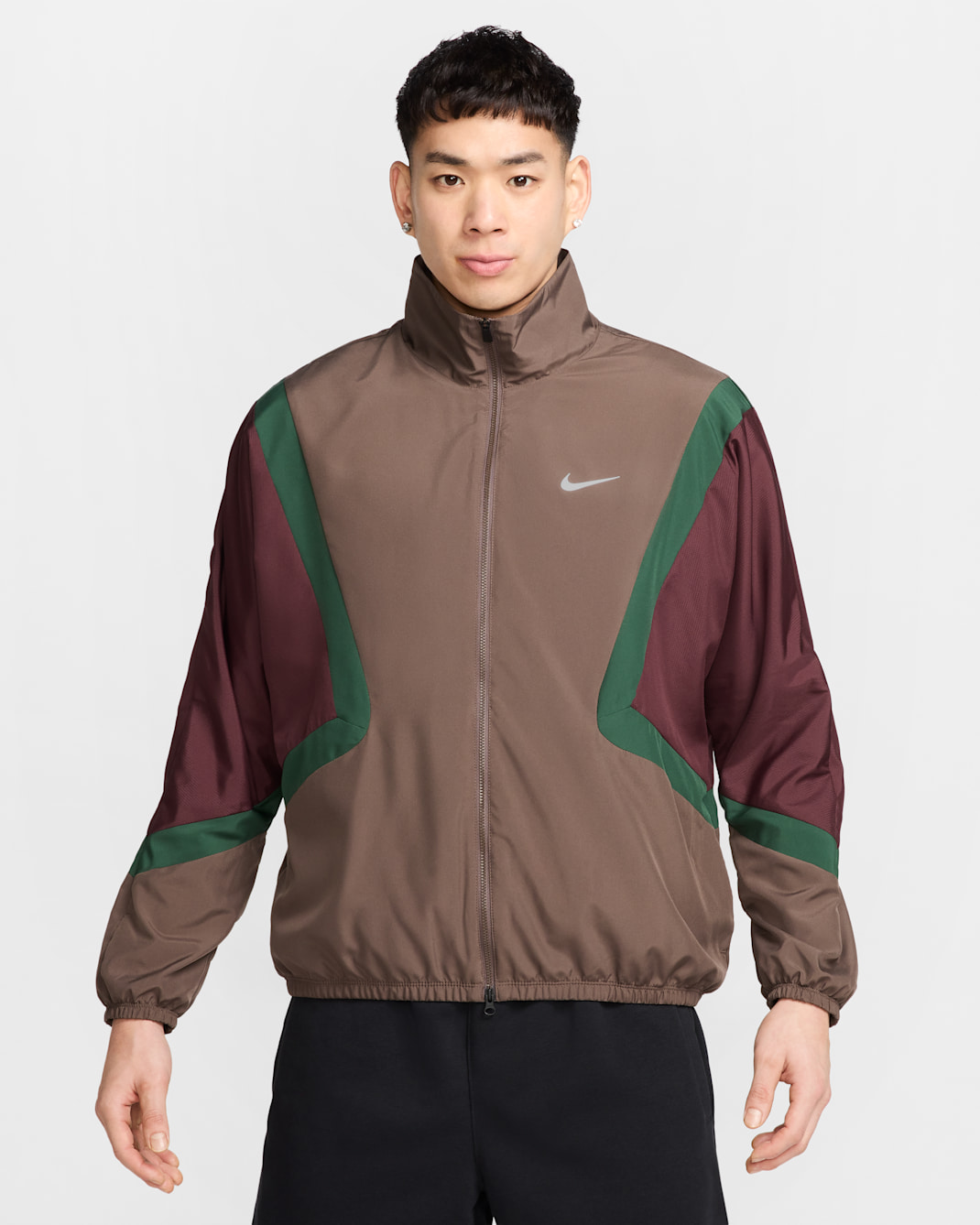 ナイキ アイコン メンズ ウーブン バスケットボールジャケット - アイアンストーン/バーガンディクラッシュ/ファー