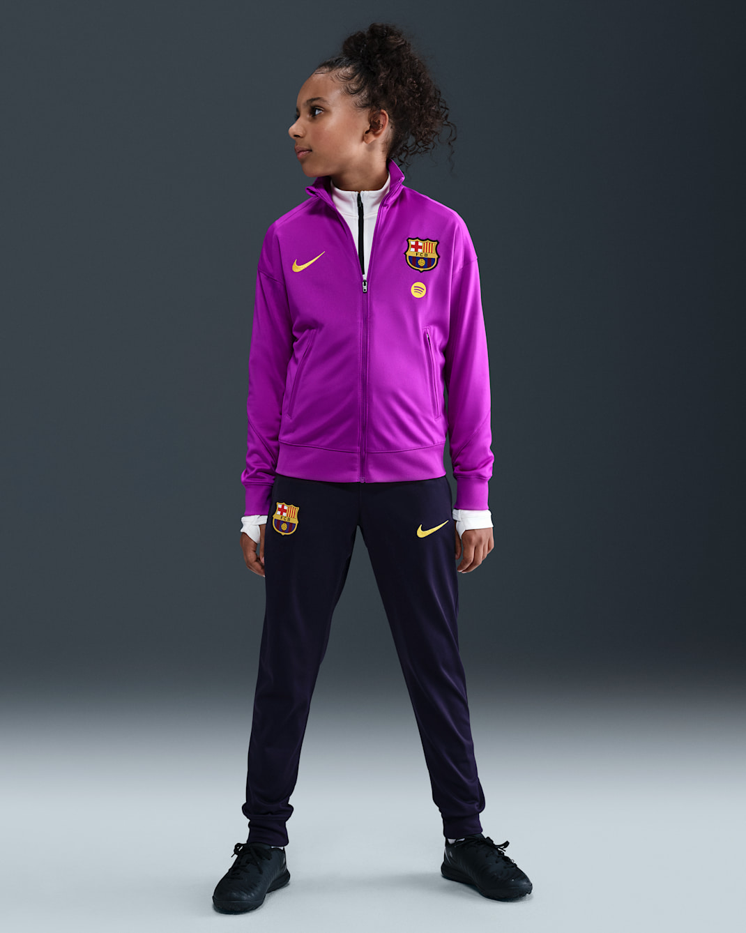 F.C. Barcelona Strike Older Kids' Nike Dri-FIT Football Knit Tracksuit - Vivid Purple/Imperial Purple/Midwest Gold