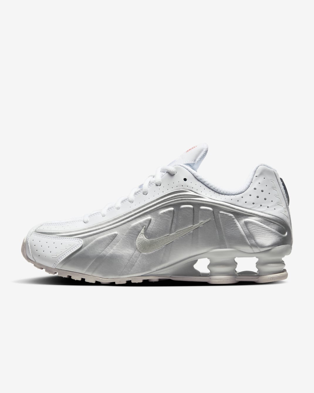 Nike Shox R4 Schuh (Herren) - Weiß/Weiß/Bright Crimson/Metallic Silver