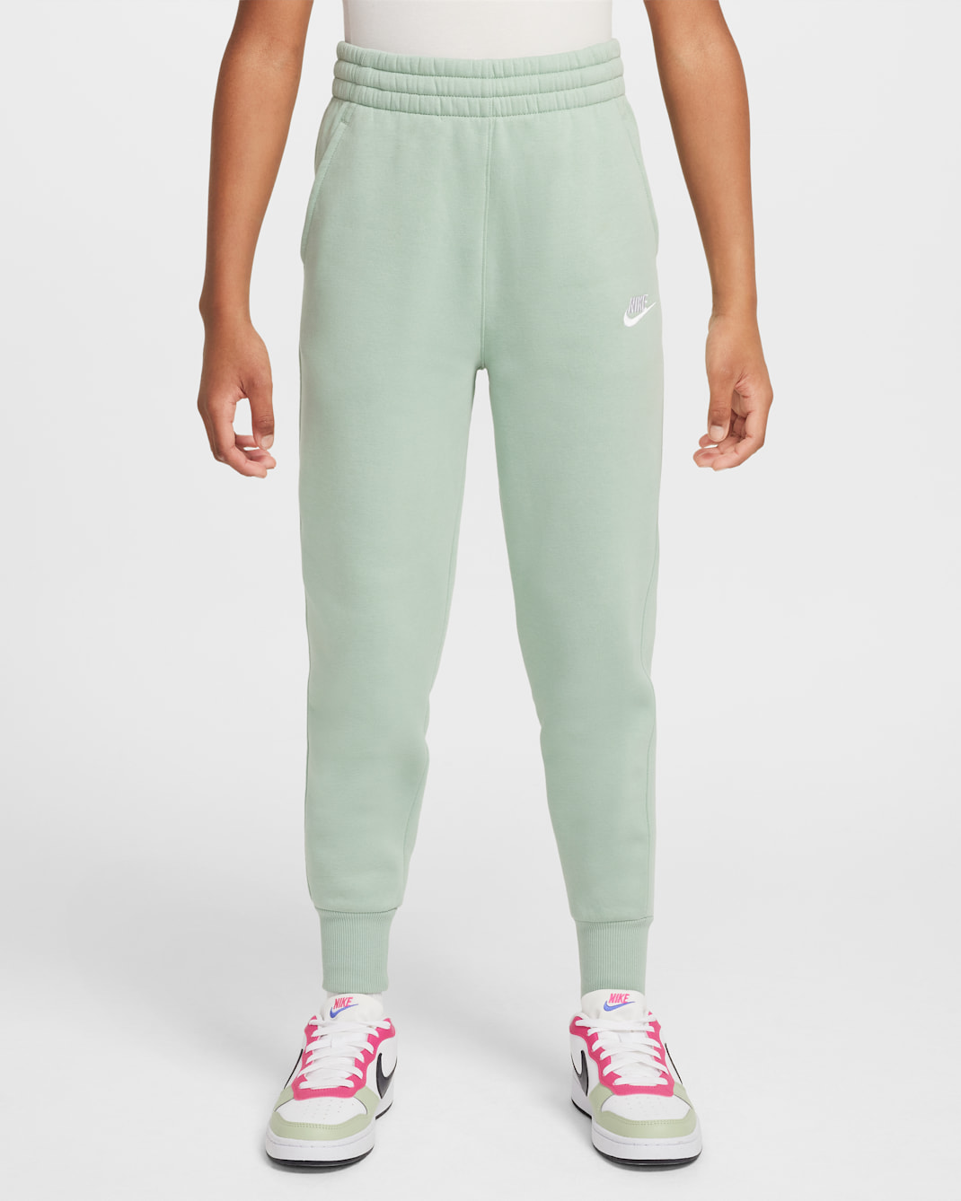 Pantalon taille haute ajusté Nike Sportswear Club Fleece pour ado (fille) - Steam/Steam/Blanc