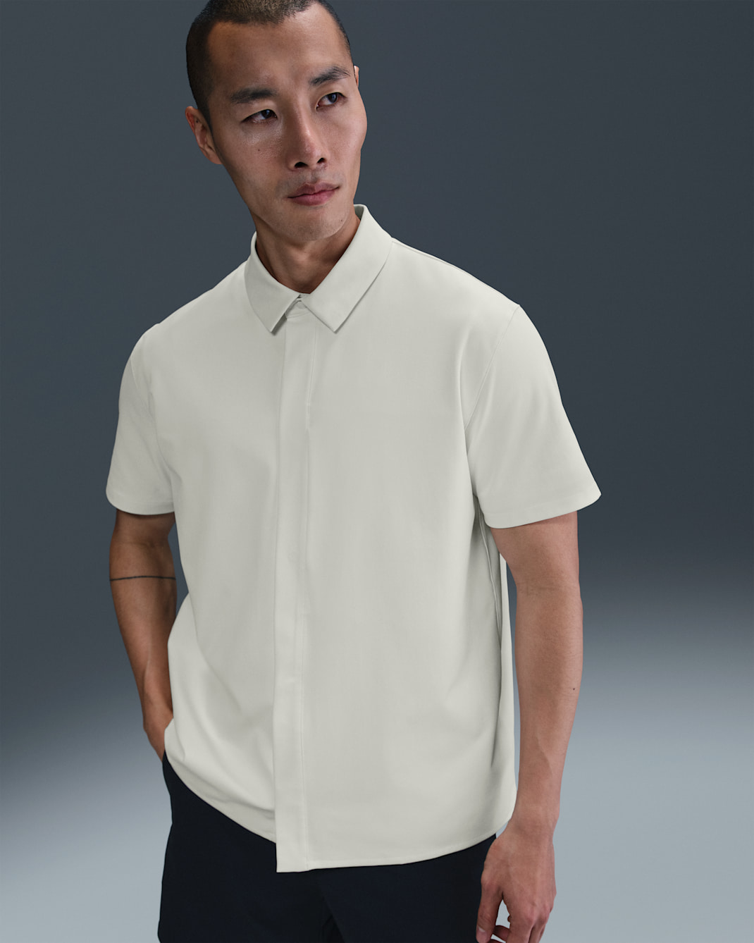 Nike 24.7 PerfectStretch Men's Dri-FIT Short-Sleeve Snap-Down Top - Sail/Light Bone