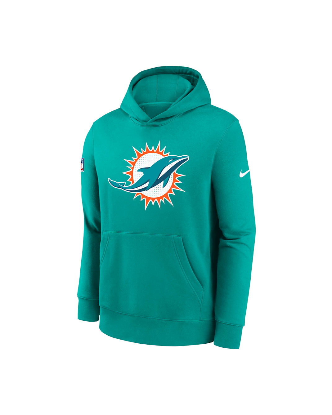 Sudadera con gorro sin cierre Nike de la NFL para niños talla grande Miami Dolphins Sideline Club - Verde turbo