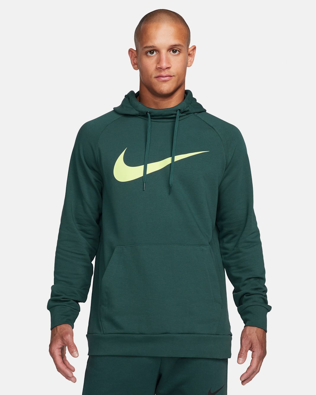 Nike Dry Graphic Dri-FIT Fitness-Pullover mit Kapuze für Herren - Deep Jungle/Luminous Green
