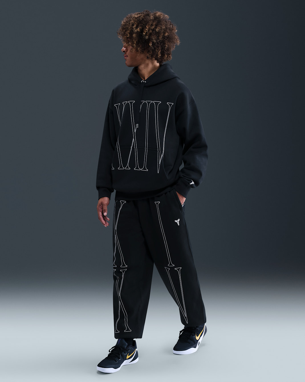 Pantalon de basket en tissu Fleece Kobe pour homme - Noir/Blanc