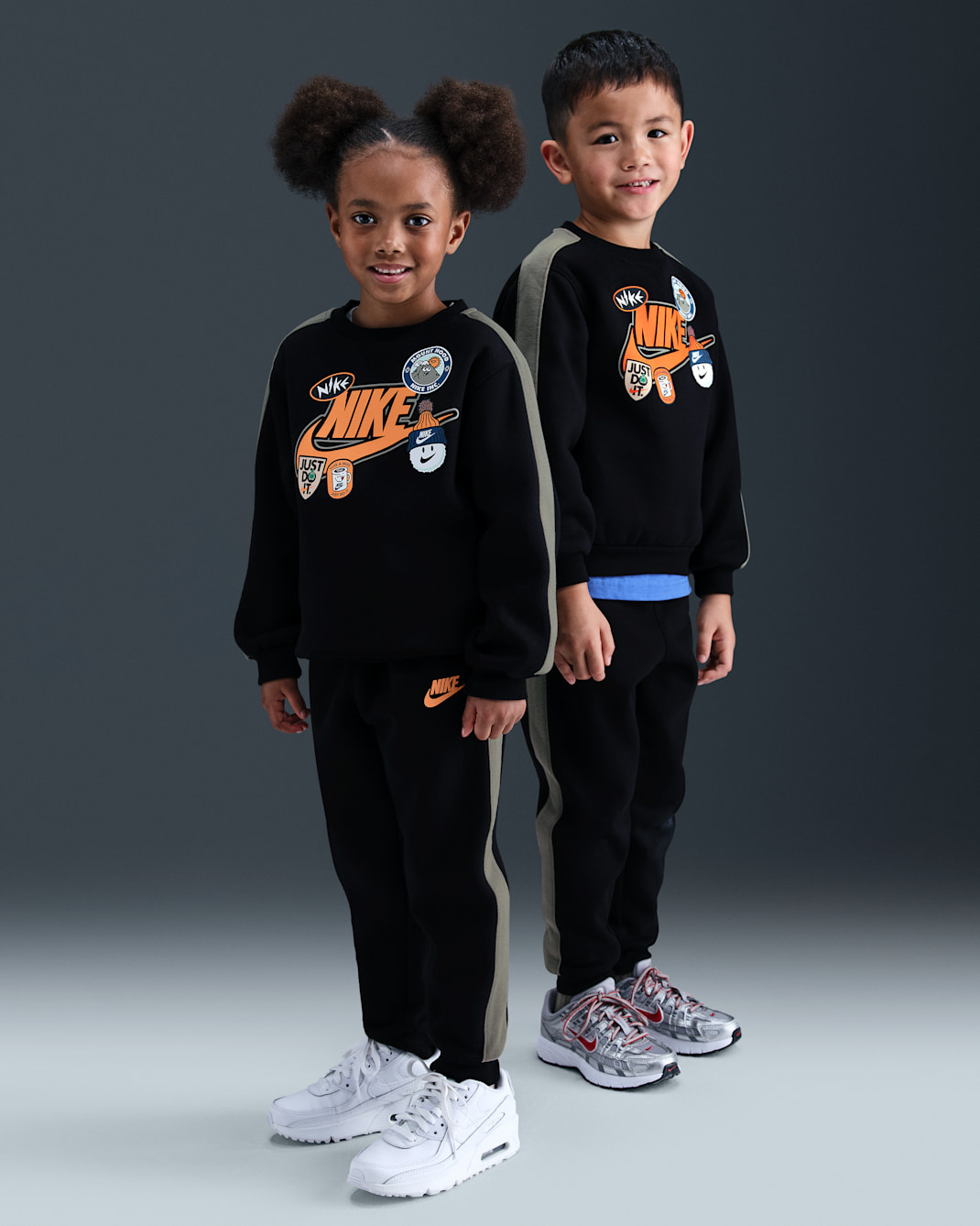 나이키 리틀키즈 투피스 플리스 팬츠 세트 - 블랙