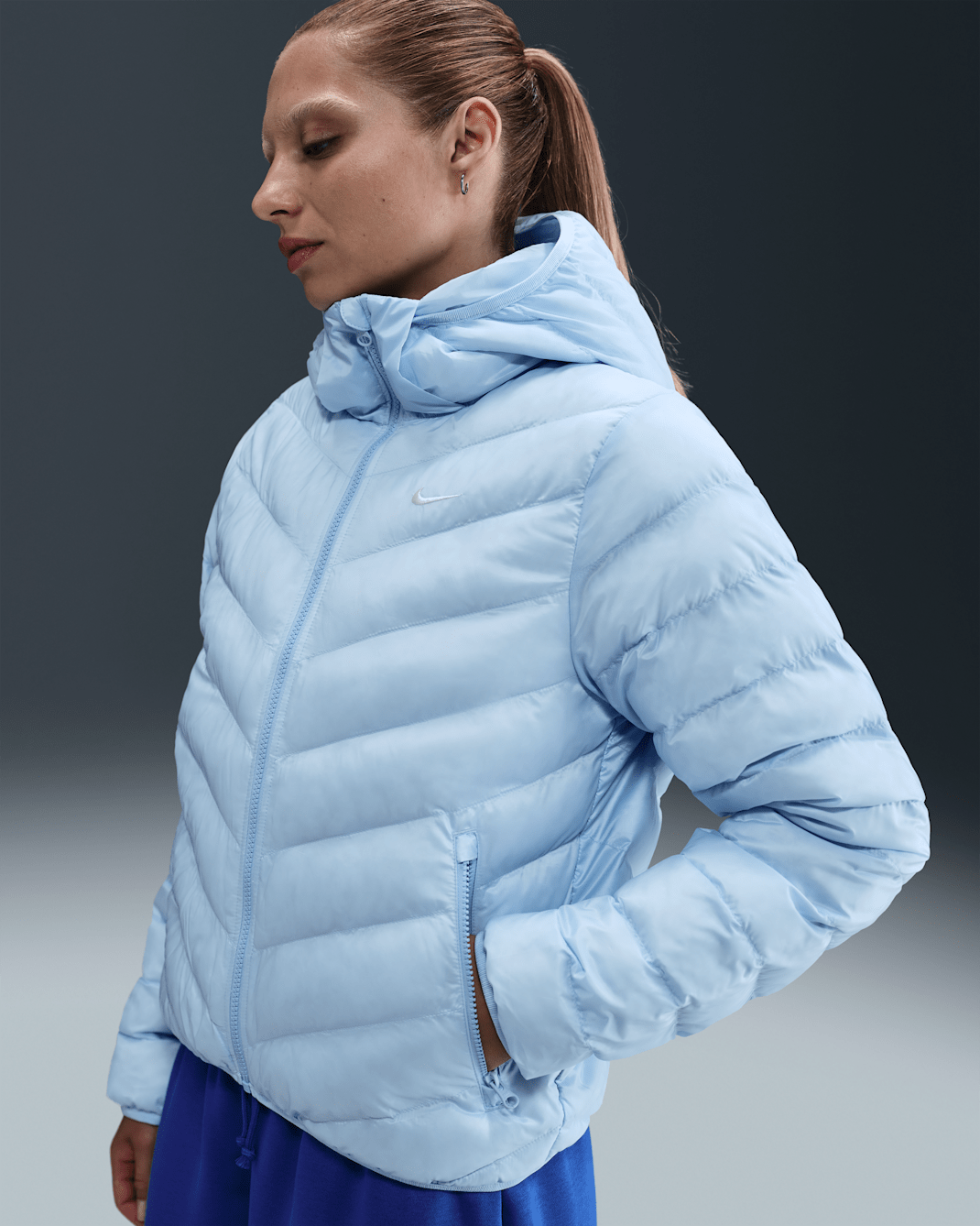 Nike Sportswear Windpuffer Women's Therma-FIT Hooded Puffer - Celestine Blue/Sail