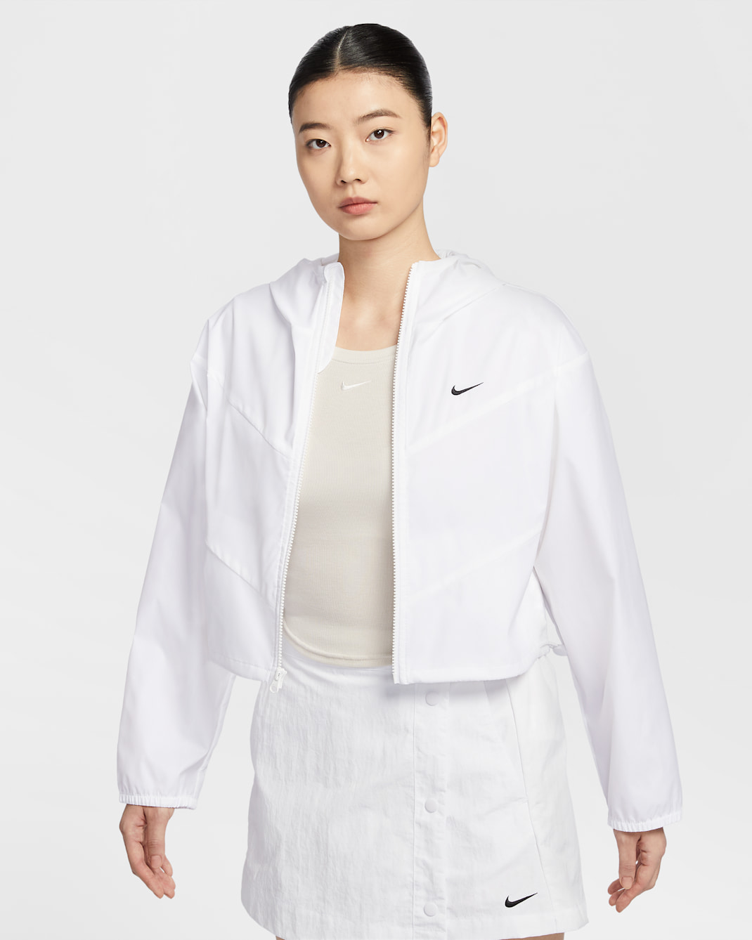 나이키 스포츠웨어 윈드러너 여성 루즈 우븐 후드 재킷 - 화이트/화이트/블랙