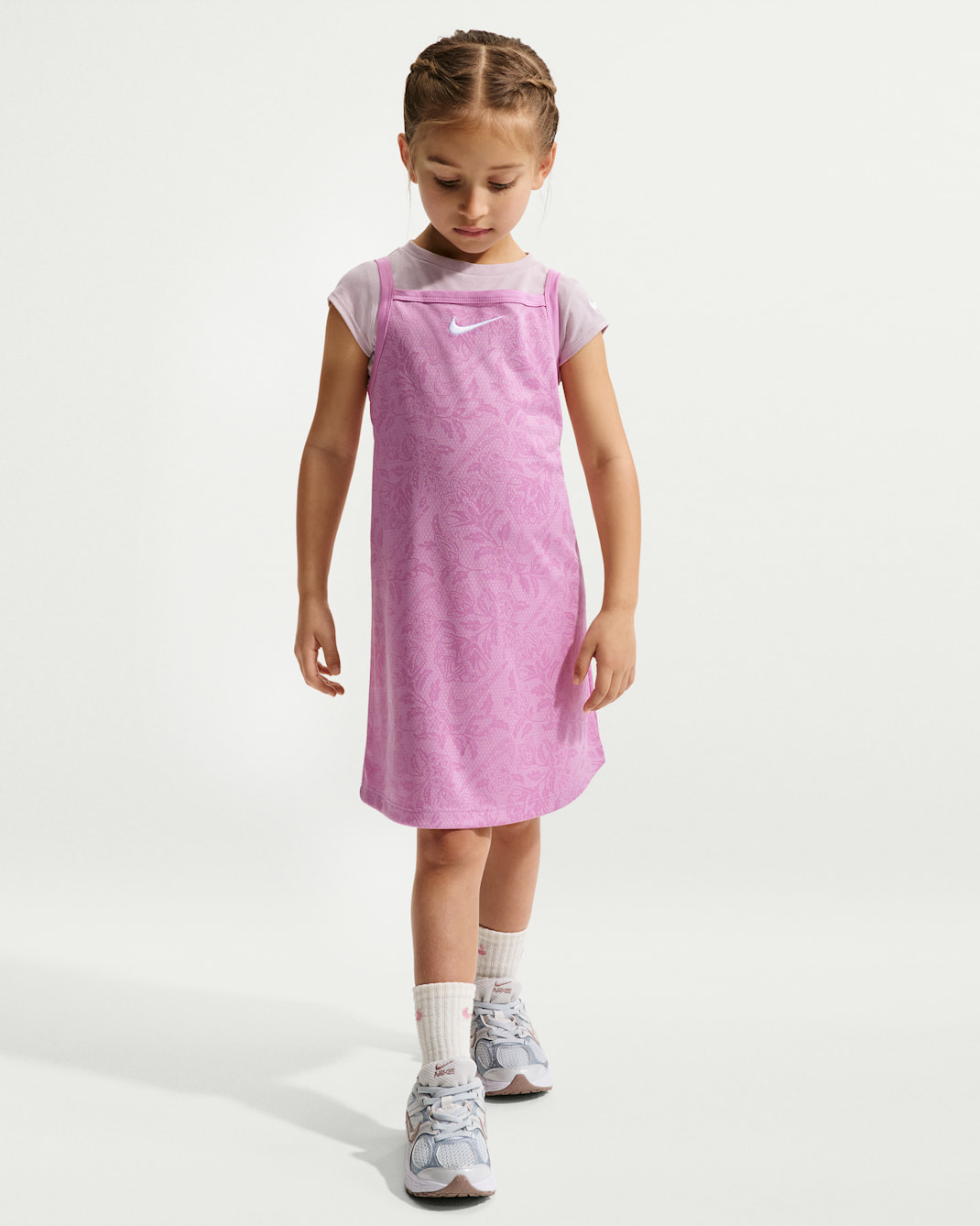 Conjunto de vestido de 2 piezas para niños talla pequeña Nike Move With Nature - Morado
