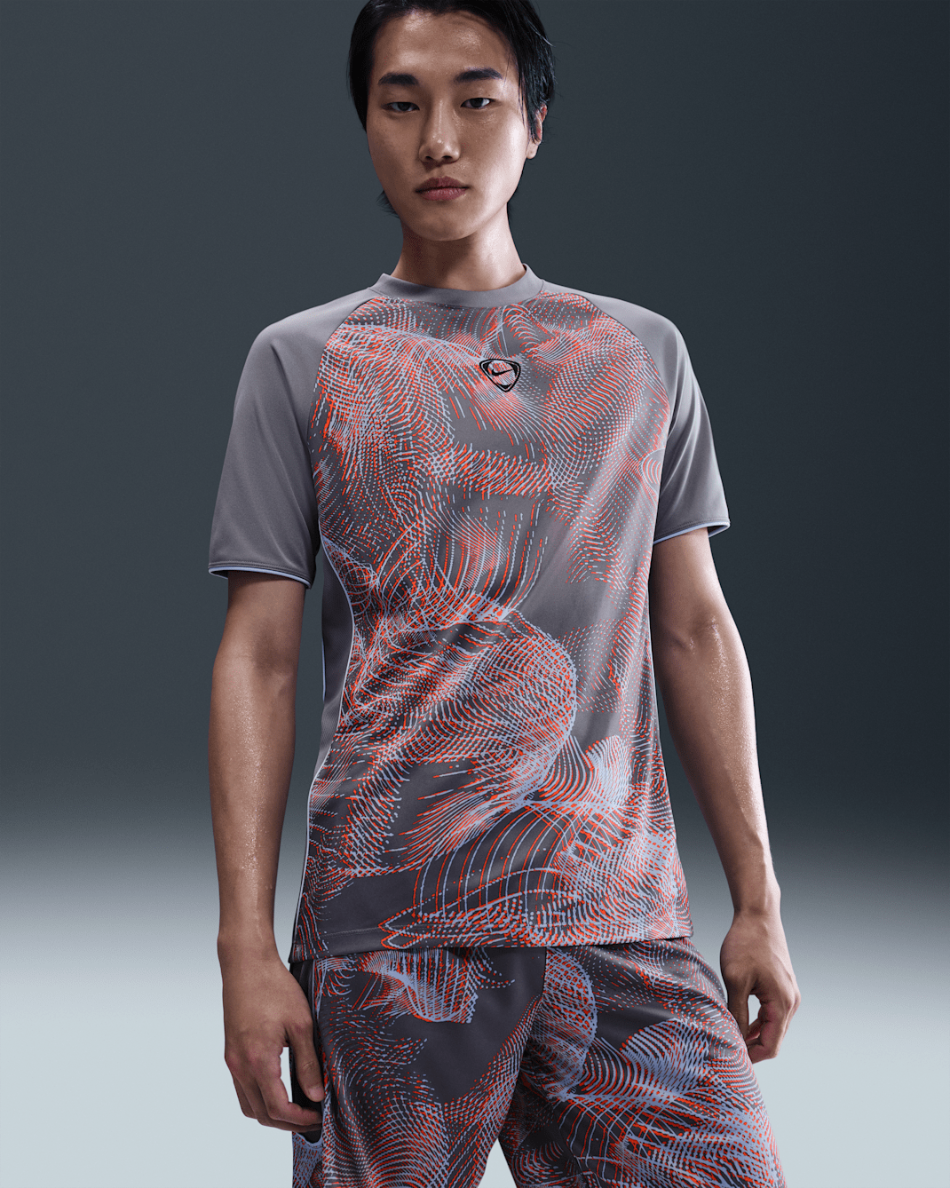 Nike Academy+ Men's Dri-FIT Short-Sleeve Football Shirt - Bright Crimson/Cool Grey/Royal Tint/Black