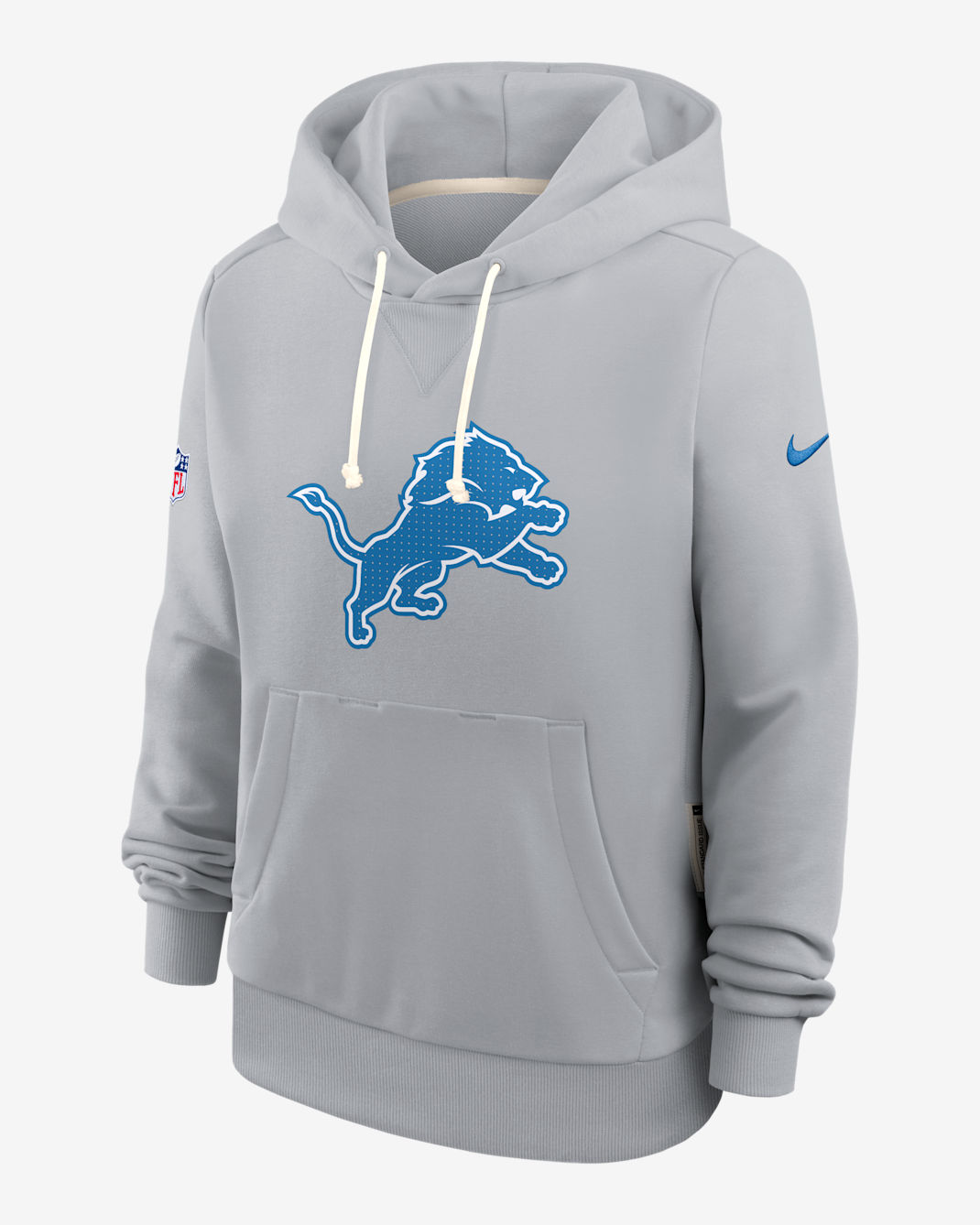 Sudadera con gorro sin cierre Nike Dri-FIT de la NFL para mujer Detroit Lions Sideline - Gris