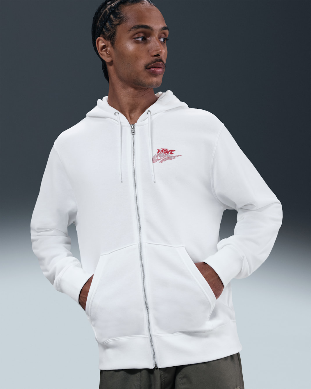 Sudadera con gorro de cierre completo de French Terry para hombre Nike Sportswear Club - Blanco/Blanco