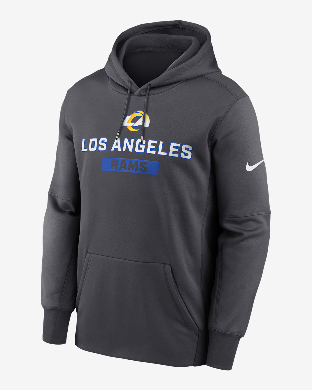Los Angeles Rams Toss Sweep Men’s Nike Therma NFL Pullover Hoodie - Anthracite