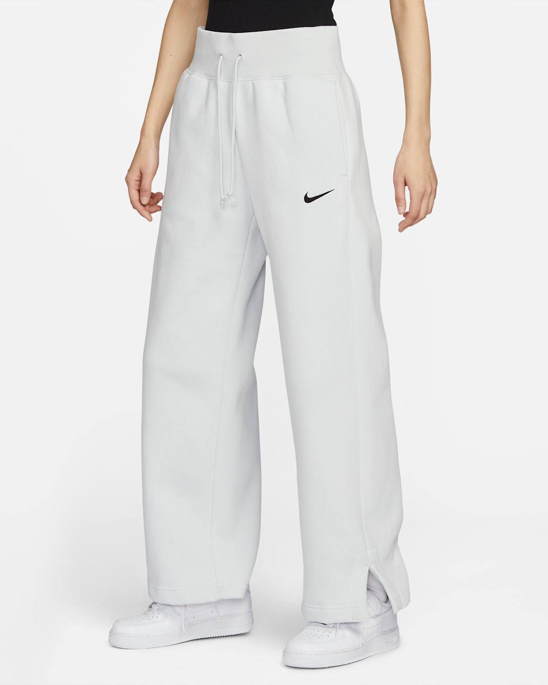 Nike Sportswear Phoenix Fleece Women's High-Waisted Wide-Leg Tracksuit Bottoms - Photon Dust/Black