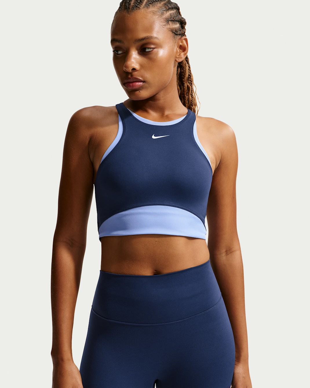 Nike One Women's Medium-Support Padded Sports Bra - Midnight Navy/Aluminum/White