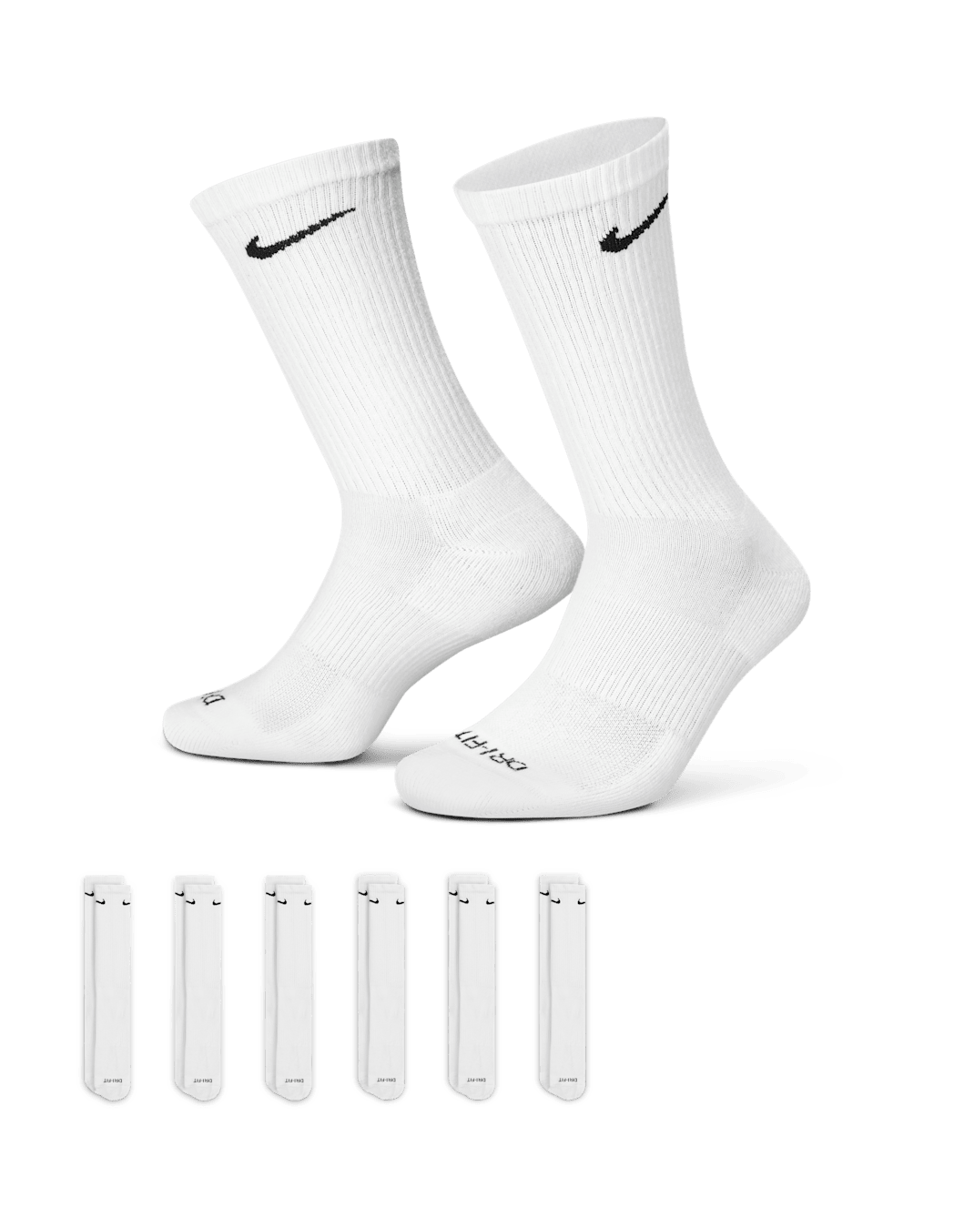 Nike Everyday Plus Cushioned Training Crew Socks (6 Pairs) - White/Black