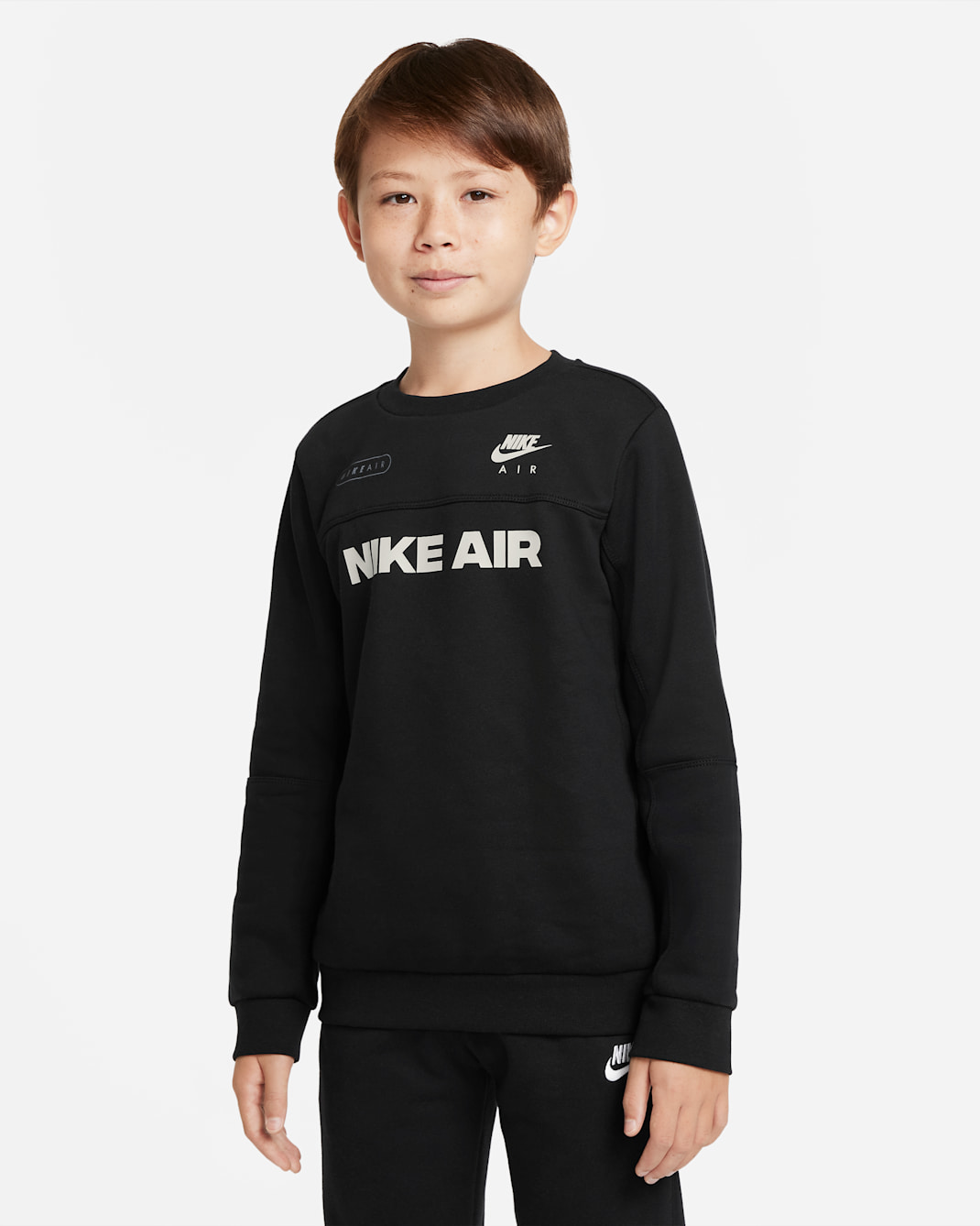 Nike Air Big Kids' (Boys') Crew Sweatshirt - Black/Black/Light Bone
