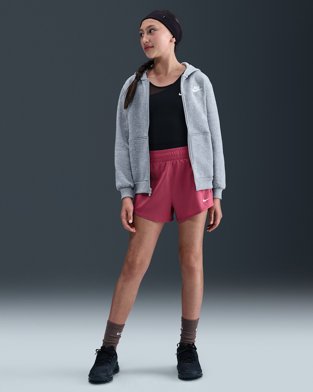 Nike One Girls' Dri-FIT 3" 2-in-1 Shorts - Sweet Beet/White