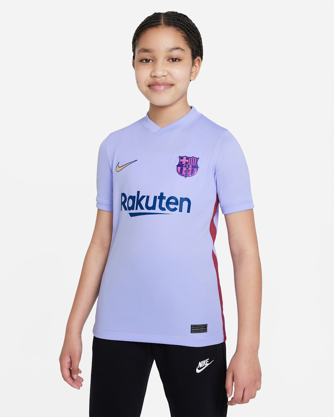 เสื้อแข่งฟุตบอลเด็กโต Nike Dri-FIT FC Barcelona 2021/22 Stadium Away - Purple Pulse