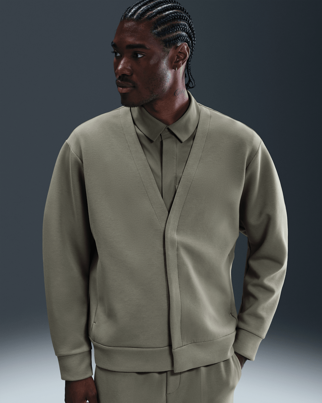 Nike 24.7 ImpossiblySoft Men's Cardigan - Light Army/Steel Green