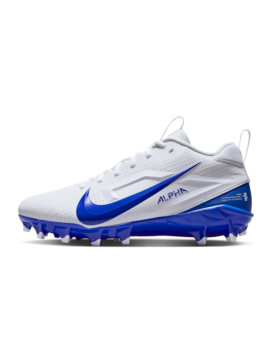 Nike Alpha Menace 4 Varsity Football Cleats - White/Hyper Royal/Photon Dust/Hyper Royal