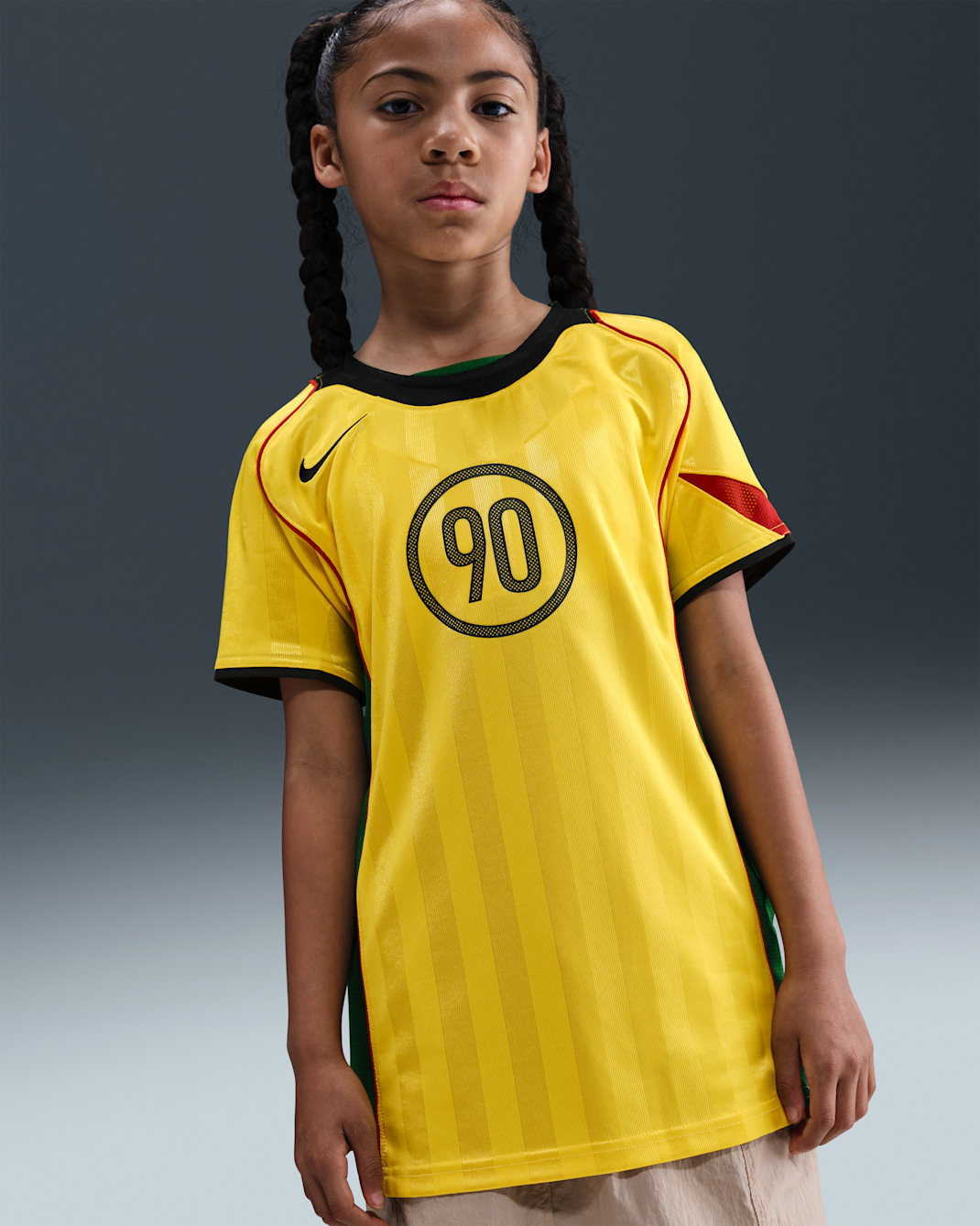 Nike Total 90 Older Kids' Dri-FIT Football Shirt - Tour Yellow/Black/Sport Red/Black