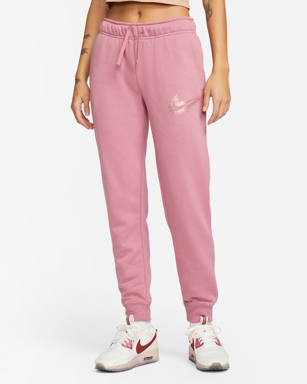 Nike Sportswear Club Fleece Women's Mid-Rise Logo Joggers - Desert Berry