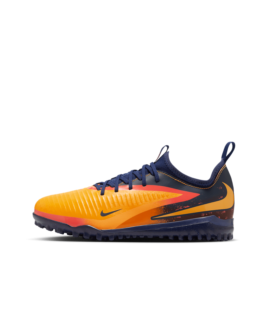 Ποδοσφαιρικά παπούτσια για χλοοτάπητα Nike Jr. Phantom 6 Low Academy "Erling Haaland" για μεγάλα παιδιά - Laser Orange/Blue Void/Lemon Venom