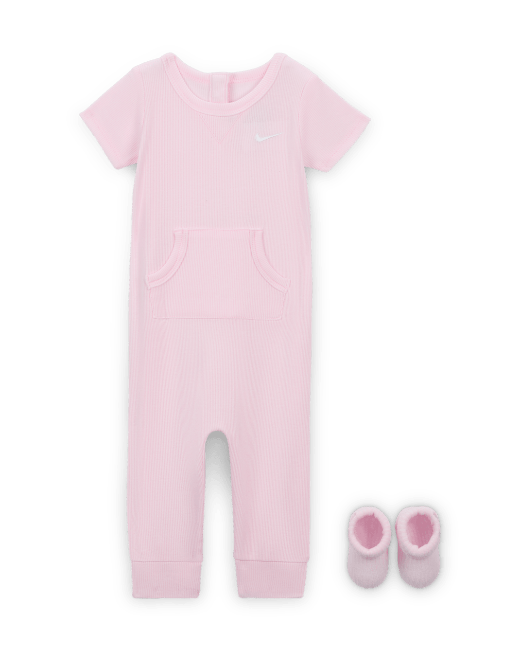 Conjunto de enterito y calcetines de tejido Knit de canalé para bebé Nike - Espuma rosa