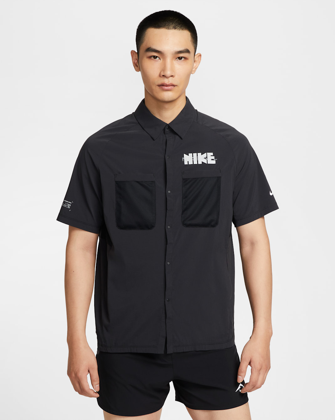 Nike Men's Dri-FIT UV Button-Up Short-Sleeve Running Top - Black